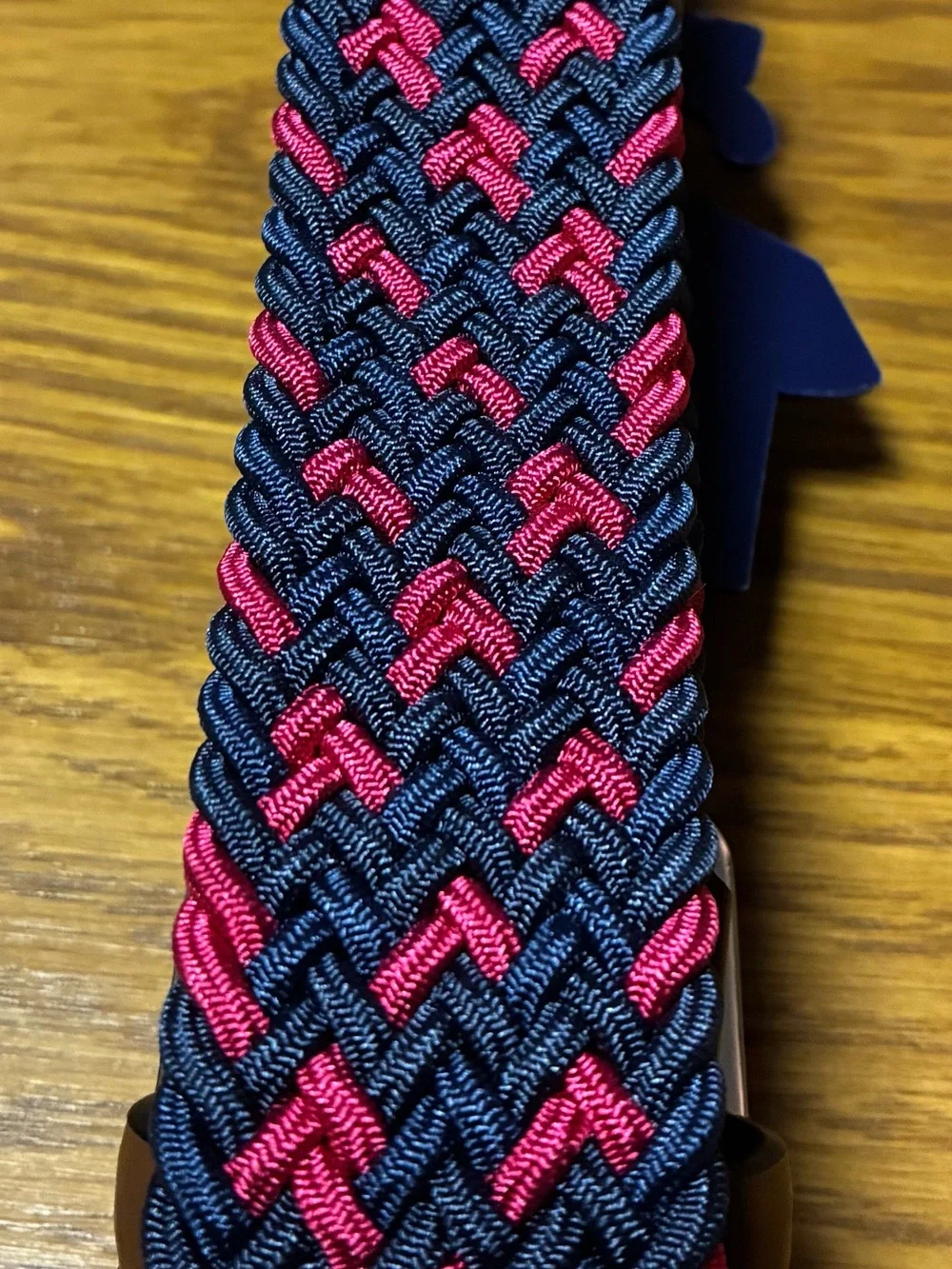 Original Penguin by Munsingwear Mens Braided Elastic Stretch Belt Red Blue Woven